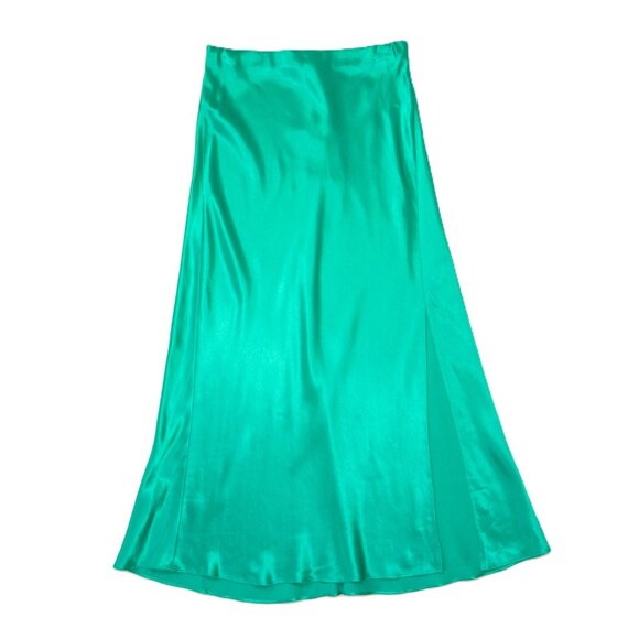 NWT Rails Maya in Jade Green Bias Cut Side Slit Satin A-line Slip Skirt S - Picture 3 of 6